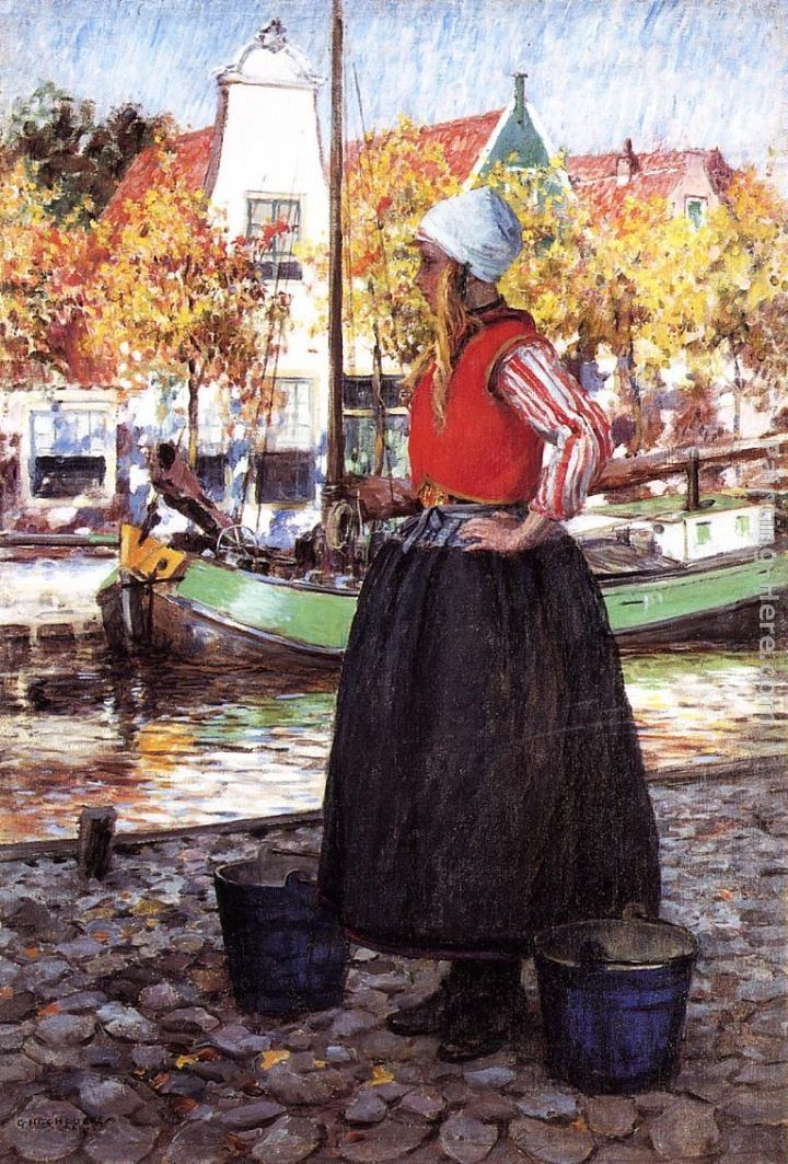 George Hitchcock Woman Along Canal